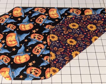 Manteles individuales reversibles con diseño de calabazas y girasoles (juego de 6)