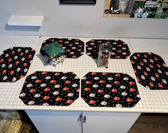 Reversible Coffee Cups Placemats (Set of 6)