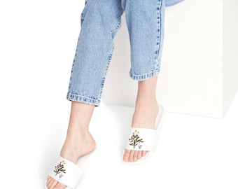 Botanical Watercolor Floral Slides | Sandals