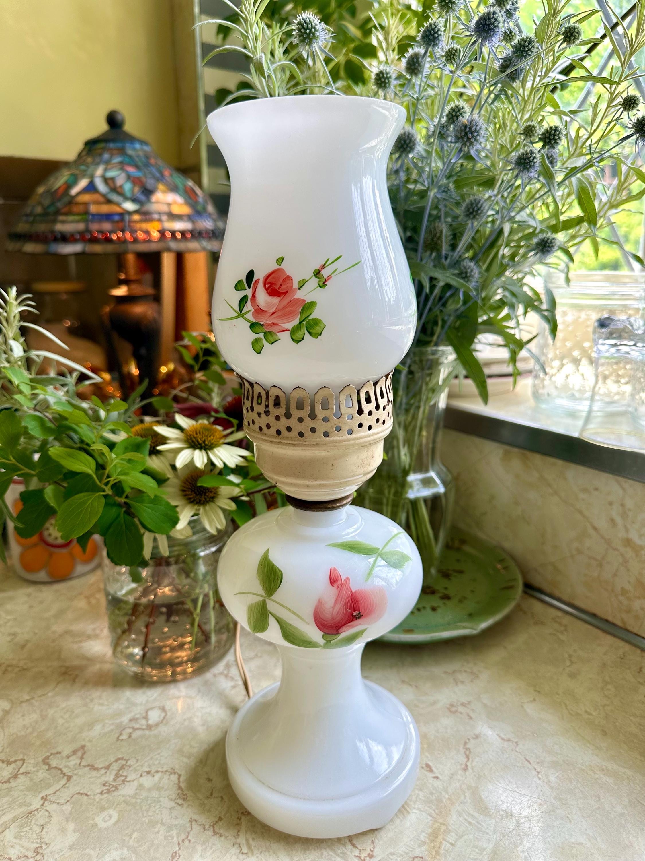 Antique Lamp Painted Roses - Etsy