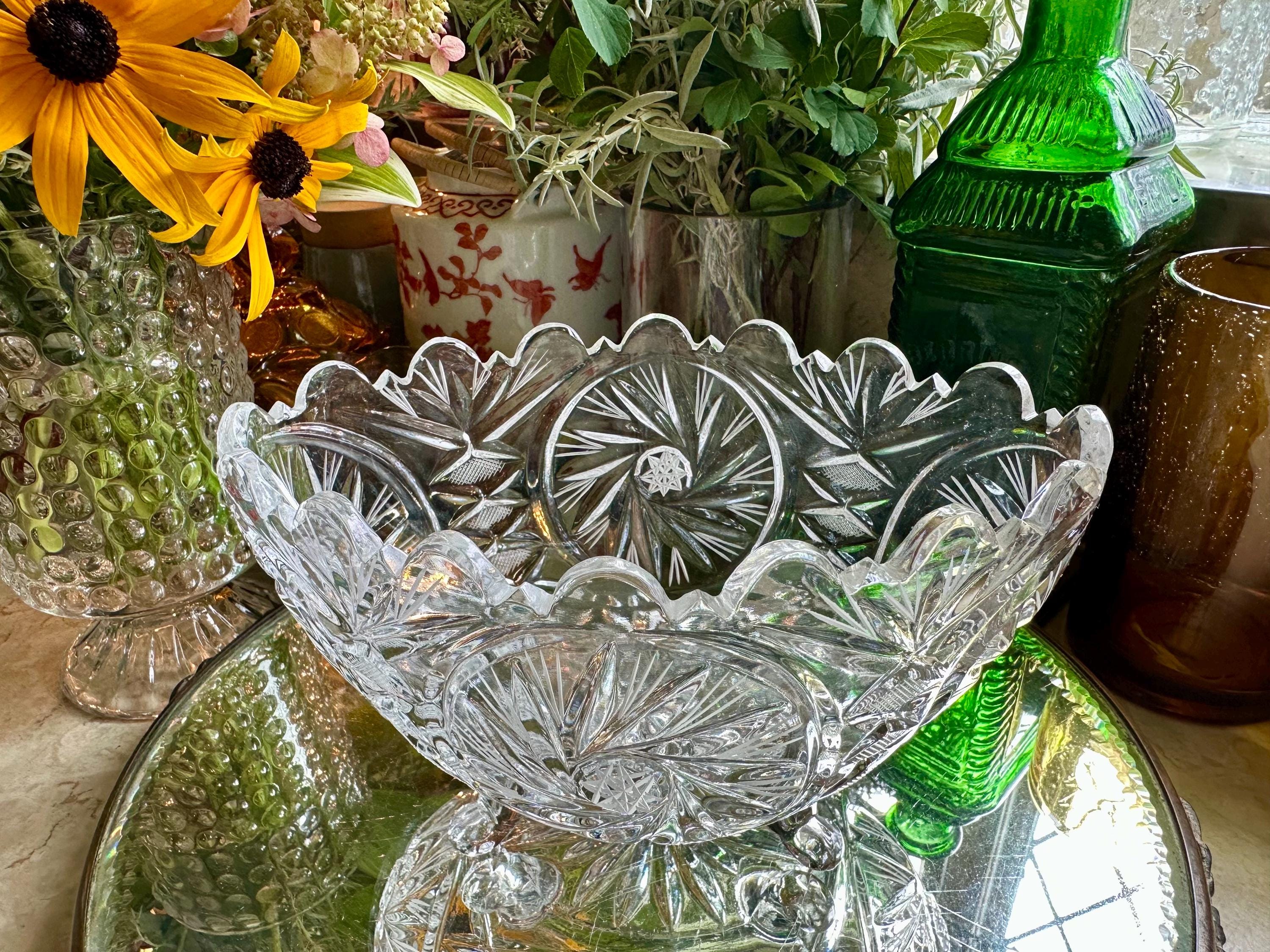 Sachsen Crystal オーバル型クリスタルボウル Pinwheel Crystal Oval Bowls - Etsy