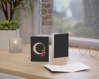 Moon Pole Dancer Greeting Card | Astrological Celestial Illustration