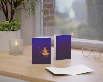 Meditating Woman Illustration Greeting Card | Blank Inside, Spiritual Zen Card