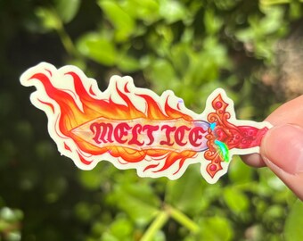 Melt I.C.E. Flaming Sword Vinyl Sticker