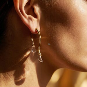 Double Sided Drip Resin Earrings, Unique Organic Drop Studs, Korean Inspired Jewelry, 14k Gold Drop Earrings, Unique Gift for Her image 4
