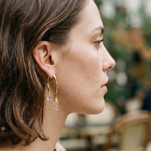 Double Sided Drip Resin Earrings, Unique Organic Drop Studs, Korean Inspired Jewelry, 14k Gold Drop Earrings, Unique Gift for Her image 3