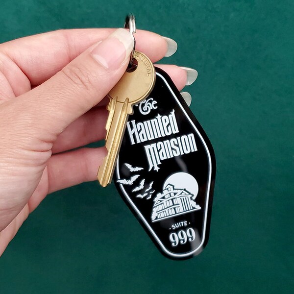 LAST ONE** Hotel Vintage Keychain The Haunted House - Disney Haunted House Keychain in Acrlyic Black and White