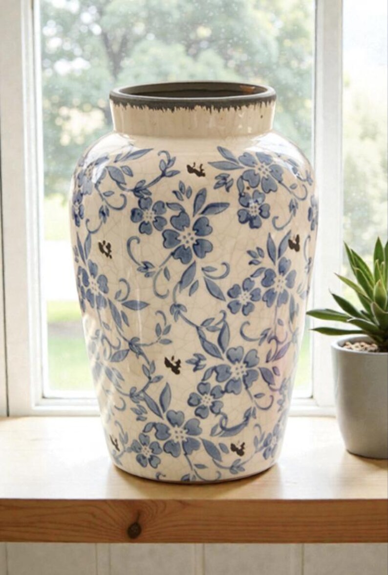 Handmade Ceramic Vase I Blue and White Vase for Flowers - Etsy