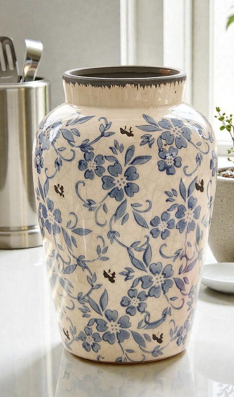 Handmade Ceramic Vase I Blue and White Vase for Flowers - Etsy