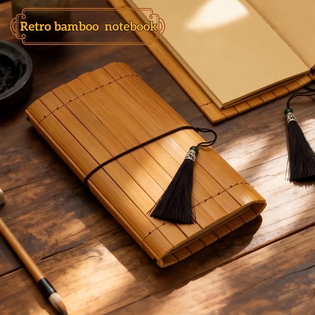 Vintage Bamboo Raft Notebook, Handmade Journal, Retro Writing ...