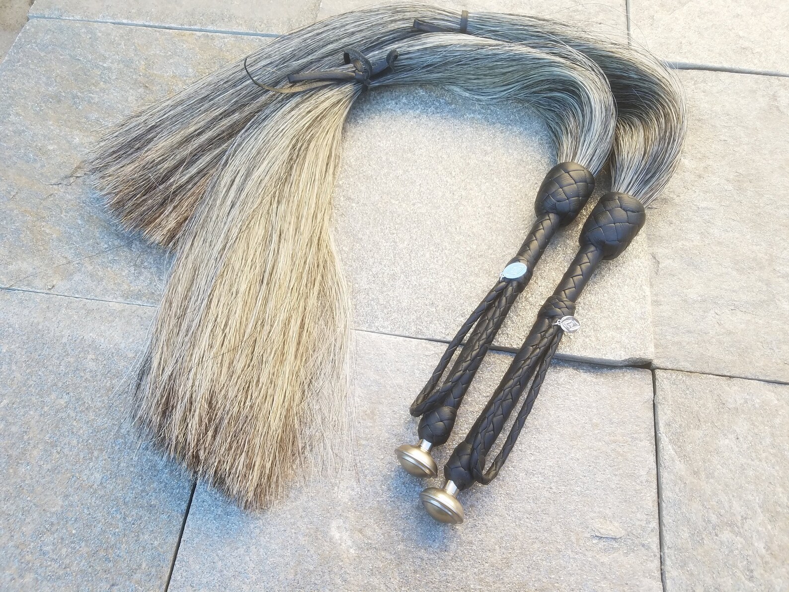 Horse Hair Flogger Set Silver Gray Etsy