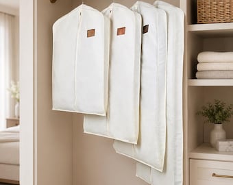 Personalized Garment Cover, Breathable Polycotton Dust Protection, Wardrobe Organizer, Custom Logo Storage Bag