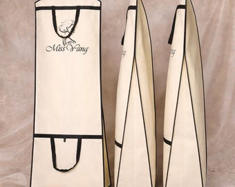 Custom Wedding Dress Garment Bag | Beige Bridal Gown Dust Cover, Personalized Storage
