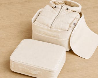 Cotton Packing Cubes Set | Travel Organizer Bags | Natural Wardrobe Storage System