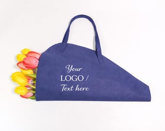 Canvas Bouquet Carrier Bag – Floral Gift Tote, Custom Logo Available - Hand Carry L