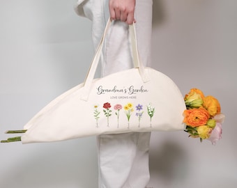 Customizable Canvas Flower Bag – Mother's Day Gifts For Nana, Grandmother, Grandma Birthday Gift