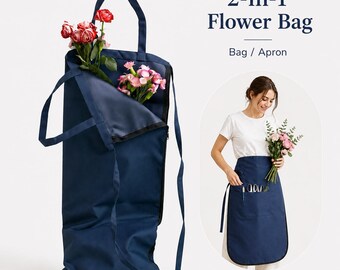 Waterproof Florist Apron Tote, 2-in-1 Garden Flower Carrier Bag
