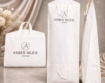 Custom Beige Wedding Dress Garment Bag | Bridal Gown Dust Cover, Personalized Storage