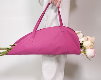 Raspberry Red Canvas Flower Bag, Customizable Branding, Bouquet Carrier, gift for gardener/mother/...