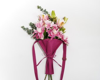 Raspberry Red 12oz Canvas Bouquet Carrier, Adjustable Strap, Custom Logo Floral Tote