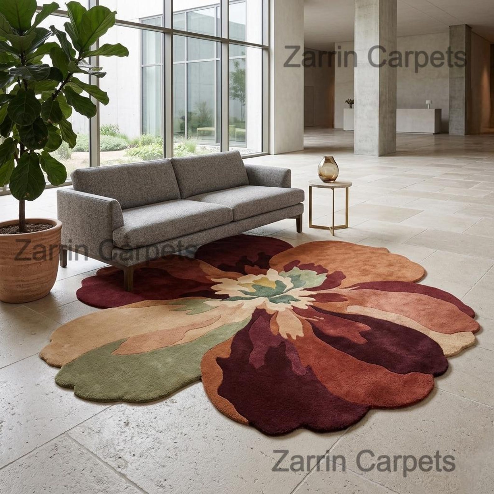 Irregular Flower Hand Tufted Wool Rug | Abstract Petal Area Carpet ...