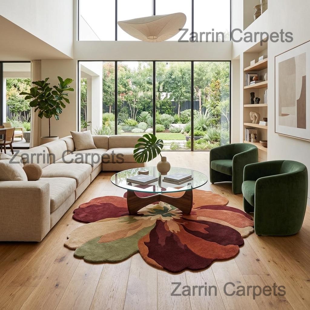 Irregular Flower Hand Tufted Wool Rug | Abstract Petal Area Carpet ...