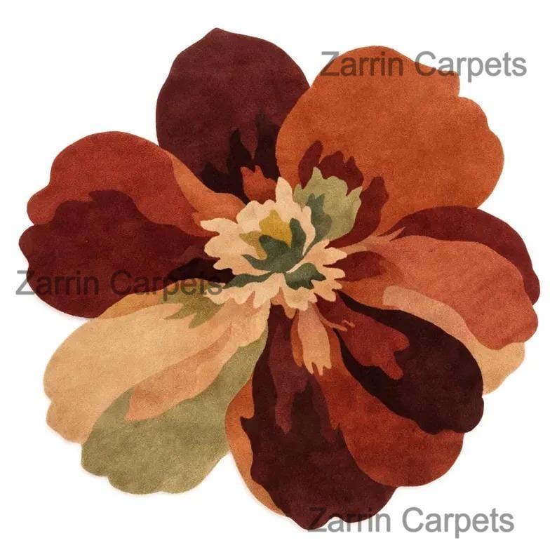 Irregular Flower Hand Tufted Wool Rug | Abstract Petal Area Carpet ...