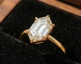 Anello di fidanzamento solitario con moissanite olandese a taglio marquise da 3 carati, in oro 14 carati o argento sterling, anello da sposa unico ispirato allo stile vintage.