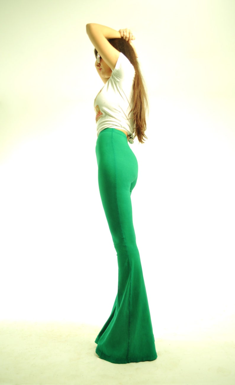 Bell Bottoms M Extra Long High Waisted Green Bellbottoms Xl Flare Pants L Wideleg Pants S Cotton Hippie Bellbottoms Sizes Xs