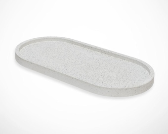 Bandeja ovalada de hormigón blanco