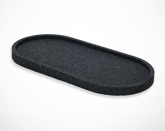 Bandeja ovalada de hormigón negro