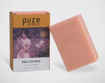 English Rose | Natural Soap Bar | Handmade with Essential Oils| Moisturizing, Gentle & Nourishing | Plant-Based Skincare | Gift for Her