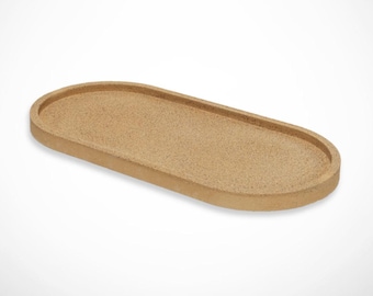 Bandeja ovalada de hormigón marrón