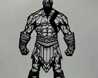 3D Printed Norse Warrior Figure – Geometric Viking Desk Decor