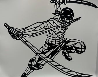 3D Printed Samurai Figure – Low Poly Geometric Warrior Desk Art