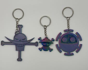 Multicolor Pirate Skull Keychain – 3D Printed Anime-Inspired Accessory – PLA Plastic – Gift for Anime Fans