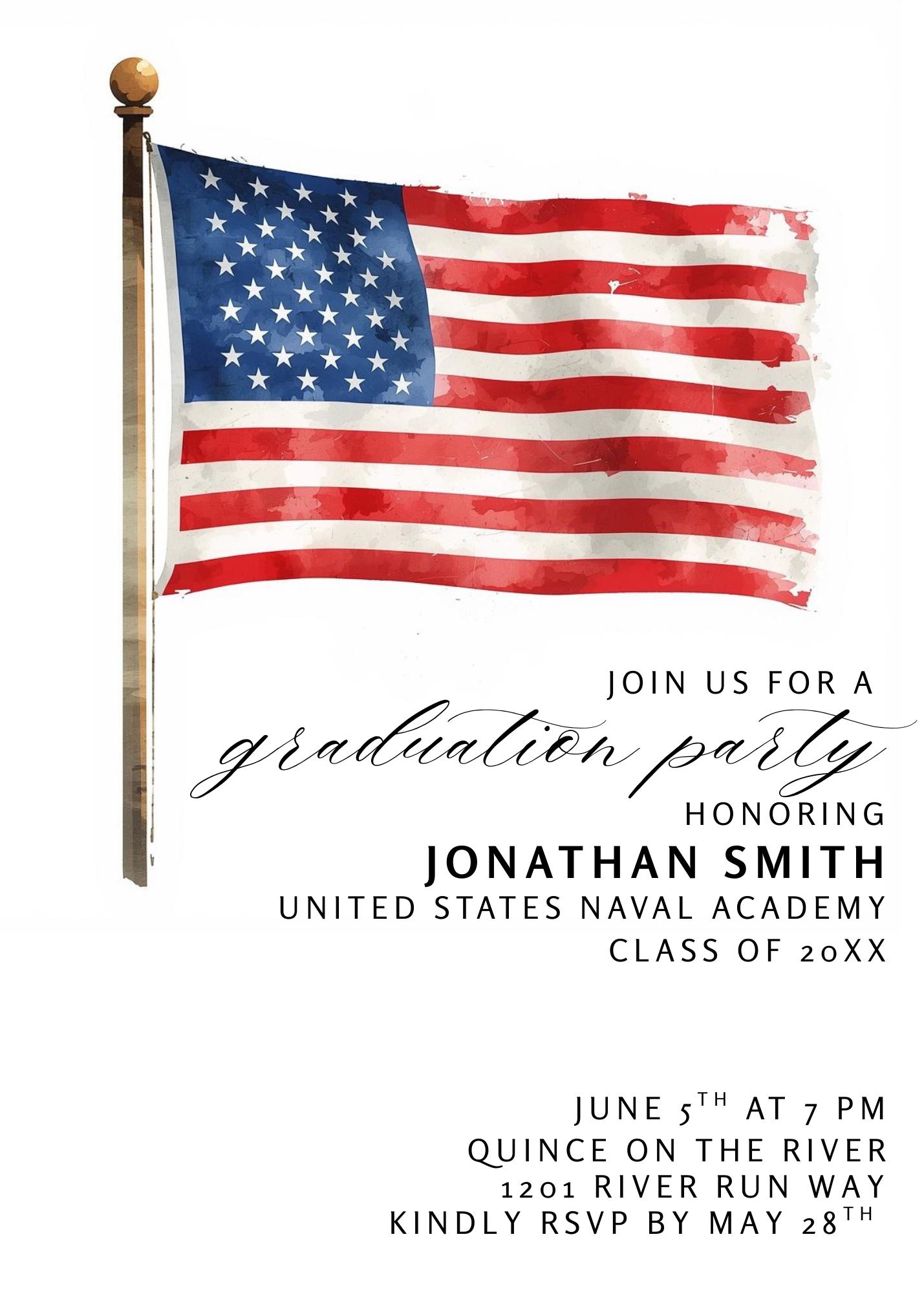US Military Graduation Party Invitation Template. Instant Digital ...