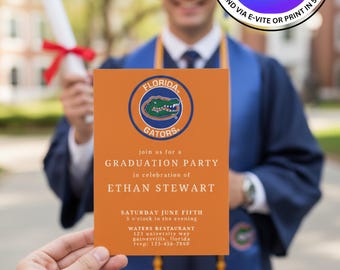 University of Florida Gators Graduation Party Invitation Template. Instant Digital Download, Edit Easily in Canva for FREE.