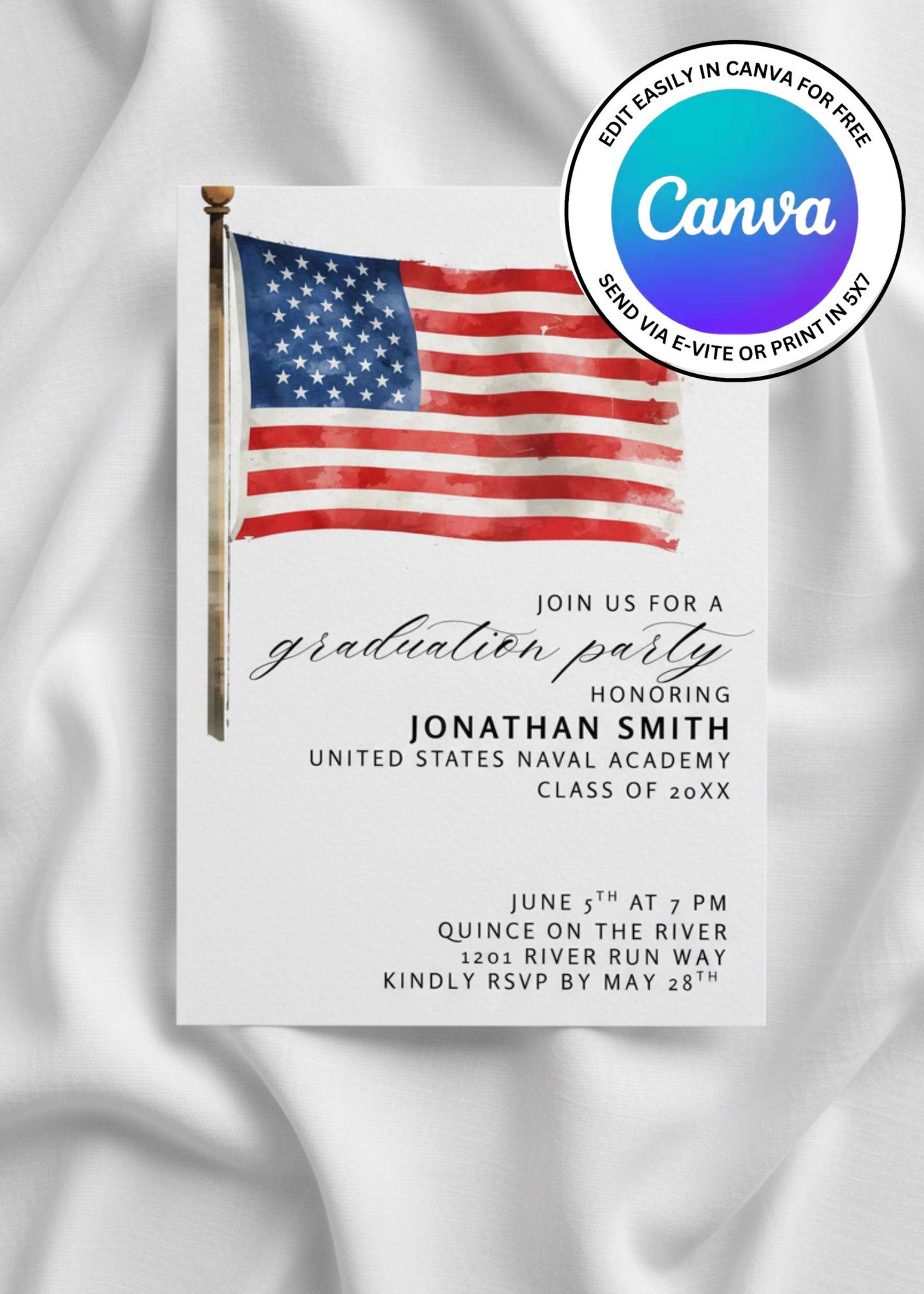 US Military Graduation Party Invitation Template. Instant Digital ...