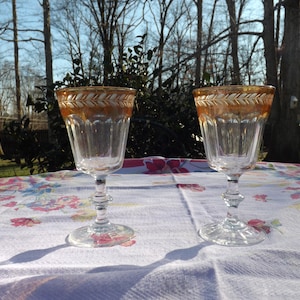 Gold Tone Rimmed Wine Glasses