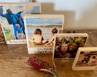 Wooden Photo Block with Custom Message, Personalised Photo Gift, Photo Block, Best Friend Personalized Gift, Gift for Her, Photo on Wood