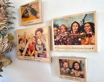 Blocco di legno personalizzato con foto, regalo fotografico personalizzato, collage di immagini, blocco fotografico ricordo, regalo unico per lei, targa fotografica in legno