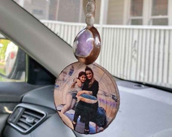 Car Charm, Car Mirror Photo Hanging, Car Accessory Photo Gift, Rear View Mirror, Personalised Car Accessory, Picture Frame for Car