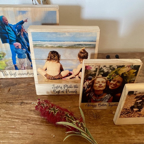 Wooden Photo Block with Custom Message, Personalised Photo Gift, Photo Block, Best Friend Personalized Gift, Gift for Her, Photo on Wood