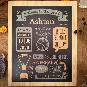 Birth announcement Sign, Baby Name and Sign, Baby Birth Announcement, Wooden Baby Announcement, Baby Keepsake Gift, Custom Baby Gift