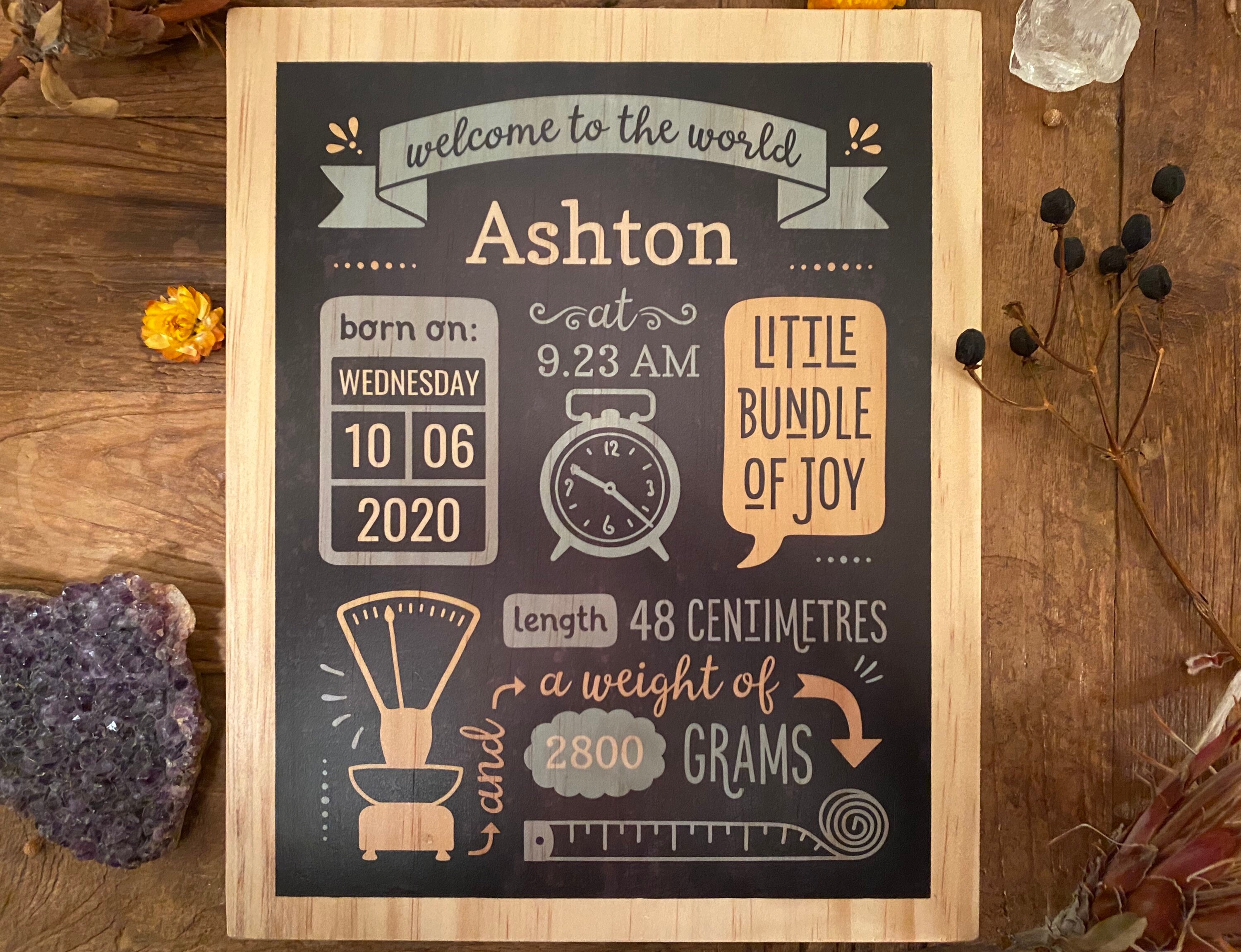Custom Birth Stats Board Birth announcement wooden baby Etsy