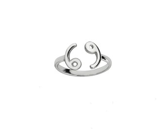 Cancer Zodiac Ring - .925 Sterling Silver Astrology Horoscope Ring Birthday Ring Peronalized Jewelry adjustable ring Cancer Starsign Zodiac