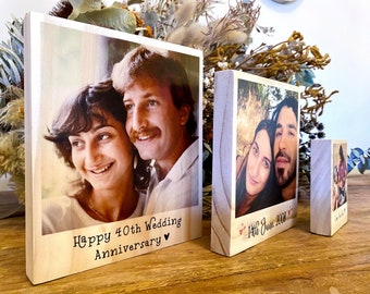 Foto personalizzata su blocco di legno, regalo con messaggio personalizzato