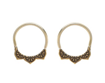 Dali Sleepers - Silver Hoops Earrings Dainty Tribal Boho Festival Bohemian Jewelery Jewels Jewellery Embossed