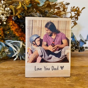 Wooden Photo Block with Custom Message, Personalised Photo Gift, Photo Block, Grandparents Personalised Photo Gift, Gift for Mum Sans Font